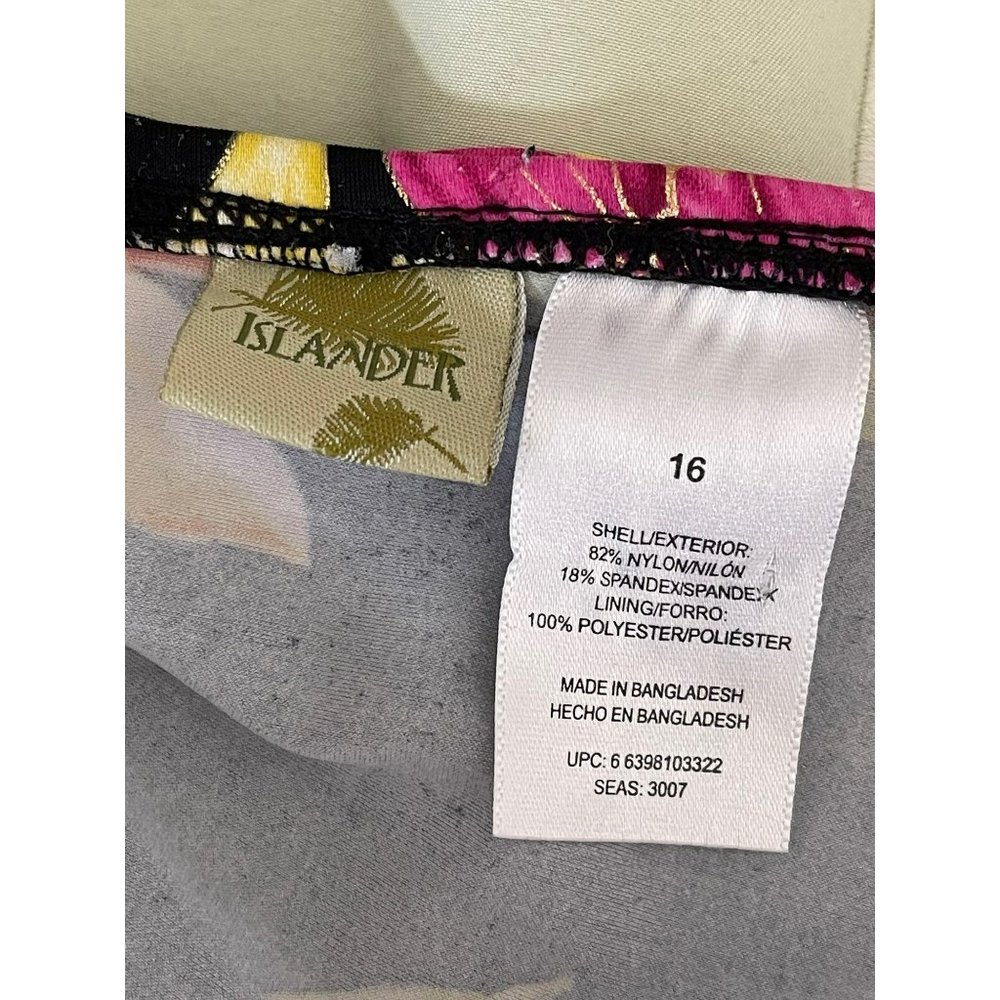 Islander Black Multi-Colored Floral Swimsuit Skirt - Size 16 - Picture 8 of 9